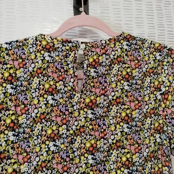 LOFT Size SP Short Sleeves Floral Ruffle Hem Boho Lightweight Short Dress - Picture 4 of 12